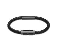 Oinsi Cremation Jewelry Bracelet With Stainless Steel Cylinder Urn For Ashes - Black/Brown Genuine Leather Memorial Bangle Bracelet For Men Women Quality Clasp Open, 20cm, Stainless Steel, Garnet
