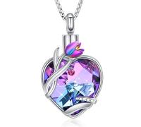 Oinsi Cremation Jewelry Heart Urn Necklaces for Ashes for Women Tulip Memorial Human Ashes Pendant Birthstone Keepsake Jewelry, Diamond