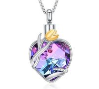 Oinsi Cremation Jewelry Heart Urn Necklaces for Ashes for Women Tulip Memorial Human Ashes Pendant Birthstone Keepsake Jewelry, Diamond
