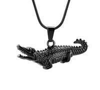 Oinsi Crocodile Cremation Jewelry For Ashes For Pet Stainless Steel Aligator Memorial Urn pendant Necklace For Men Keepsake Jewelry Gifts, Metal, No Gemstone