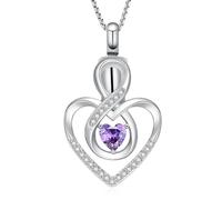 Oinsi Heart Cremation Jewelry Crystal Butterfly Urn Necklace for Ashes Stainless Steel Ash Necklace Memorial Keepsake Lokets for Ashes for Women, Stainless Steel, No Gemstone