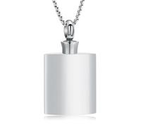 Oinsi Hip Flask Cremated Remains Necklace Engravable Tree of Life Flagon Cremation Urn Necklace for Dad Memory Ashes Jewelry, Stainless Steel, No Gemstone