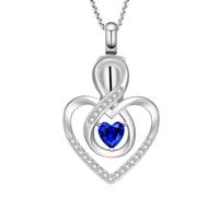 Oinsi Infinity Cremation Jewerly Heart Urn Necklace for Ashes Birthstone Crystal Pendant Necklace for Women of Loved One Memorial Keepsake Jewelry Ashes Holder, Stainless Steel, No Gemstone