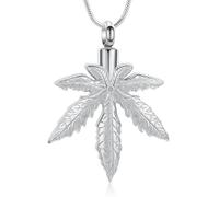 Oinsi Marijuana Leaves Cremation Jewelry Pendant For Ashes Solid Stainless Steel Memorial Urn Necklace For Men Keepsake Holder Jewellery, 316L, No Gemstone