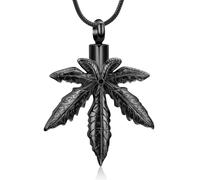 Oinsi Marijuana Leaves Cremation Jewelry Pendant For Ashes Solid Stainless Steel Memorial Urn Necklace For Men Keepsake Holder Jewellery, 316L, No Gemstone