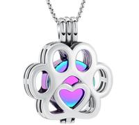 Oinsi Pet Cremation Jewelry For Ashes For Dog/Cat Paw Stainless Steel Memorial Locket Urn Necklace Inside Mini Case Keepsake Cremation Jewelry Women Men, 0.78*0.86, 316L, Crystal