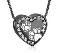 Oinsi Pet Cremation Jewelry - Heart Urn Necklaces for Dog Cat Ashes Keepsake Pet Paw Memorial Urn Pendant Ash Holder for Women Men, Diamond