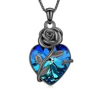 Oinsi Rose Flower Cremation Jewelry Urn Necklaces for Ashes for Women Memorial Pendants for Human Pets Ashes Crystal Memorial Ashes Locket, Diamond
