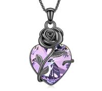 Oinsi Rose Flower Cremation Jewelry Urn Necklaces for Ashes for Women Memorial Pendants for Human Pets Ashes Crystal Memorial Ashes Locket, Diamond