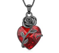 Oinsi Rose Flower Cremation Jewelry Urn Necklaces for Ashes for Women Memorial Pendants for Human Pets Ashes Crystal Memorial Ashes Locket, Diamond