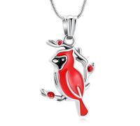 Oinsi Stainless Steel Cardinal Urn Necklace for Ashes - Red /Blue Bird Cremation Keepsake Memorial Pendant Jewelry for Women, Metal, No Gemstone