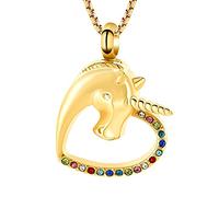 Oinsi Unicorn Cremation Jewelry For Ashes Of Loved One Keepsake Memorial Urn Necklace Pendant Women Girls Fashion Jewelry, 316L, Crystal