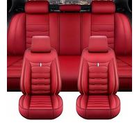 OINTJWWO 5 Seats Full Set Car Seat Covers for Peugeot 3008 GT Line 2018-2022, Leather Front Rear Seats Cushions Protectors Waterproof Breathable All-Weather Use Seat Cover Set,F/Red