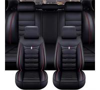 OINTJWWO 5 Seats Full Set Car Seat Covers for Peugeot 3008 GT Line 2018-2022, Leather Front Rear Seats Cushions Protectors Waterproof Breathable All-Weather Use Seat Cover Set,B/Black-Red