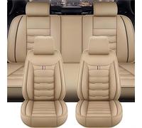 OINTJWWO 5 Seats Full Set Car Seat Covers for Peugeot 3008 GT Line 2018-2022, Leather Front Rear Seats Cushions Protectors Waterproof Breathable All-Weather Use Seat Cover Set,C/Beige
