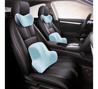 OINTJWWO Car Headrest & Lumbar Support Cushion for Citroen C4 C6 C8 DS3 DS5 DS7 DS4, Ergonomic Memory Foam with Adjustable Strap Pain Relief Kit Comfortable Breathable Accessories,Blue