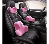 OINTJWWO Car Headrest & Lumbar Support Cushion for Peugeot Partner 2000-2024, Ergonomic Memory Foam with Adjustable Strap Pain Relief Kit Comfortable Breathable Accessories,Pink