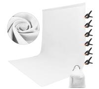 Oinvs White Backdrop, 1.8×2.8m Foldable Thick Cloth Photo Backdrop with 6 Clips and Bag for Photo Studio, Video Shooting, Live Streaming, Parties, Keying, Stage