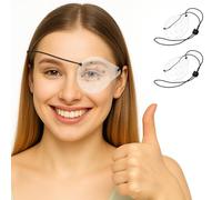 Oiomniv 2PCS Eye Shield After Cataract Surgery, Cataract Eye Shield With Adjustable Elastic Strap 9 Holes for Adults, Clear Ventilated Eye Patch for Sleeping after Eye Surgery, Black