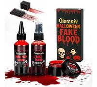 Oiomniv 5PCS Halloween Fake Blood Kit, 2.03oz Fake Blood Spray 2.03oz Dripping Blood 2.03oz 1.01oz Coagulated Blood Gel, Halloween Fake Blood Makeup Washable for Zombie Vampire Cosplay Costume