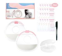 Oiomniv Milk Collector 2PCS Milk Collection Shells Reusable Breast Shells, Silicone Breastmilk Collection Cups Milk Saver BPA Free for Breastfeeding, with 20 PCS Breastmilk Storage Bags, 1 Storage Box