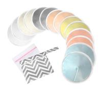 Oiomniv Organic Reusable Nursing Pads (14 Pack), 4.7 Inch Washable Breast Pads for Breastfeeding & Leaking, Bamboo Viscose, Soft Absorbent with Laundry Wash Bag & Travel Storage Bag
