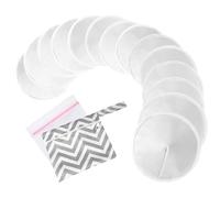 Oiomniv Organic Reusable Nursing Pads (14 Pack), 4.7 Inch Washable Breast Pads for Breastfeeding & Leaking, Bamboo Viscose, Soft Absorbent with Laundry Wash Bag & Travel Storage Bag (White 1)