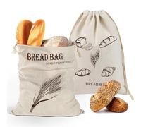 OioTuyi 2 Pcs Natural Linen Bread Bags For Homemade Bread, 40x30 Cm Reusable Bread Storage Bags To Keep Bread Fresh, Eco Friendly Food Storage