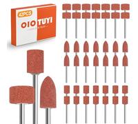 OioTuyi 42 Pcs Abrasive Mounted Stone Grinding Wheel Head, 1/8'' Shank, Compatible with Dremel and Other Rotary Tool Brands, Sanding Drill Bit & Drill Sanding Attachment