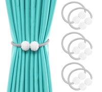 OioTuyi 6 Pack Magnetic Curtain Tie Backs,Pearl Ball Design, Magnetic Tie Backs for Curtains, Elegant European Drapes Holdbacks for Home & Office, Grey