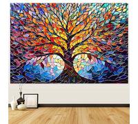 OIOVOIO Tree of Life Wall Hanging Decor Tapestry,Colorful Glass Mosaic Tree of Life Room Decor,Canvas Prints Artwork Wall Stickers Wall Decorations for Living Bedroom Home Wall Decor (60" W x 40" H)