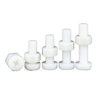 oipwtfbq 10/20/30set M4 M5 M6 M8 Length 6-50mm Nylon Pan Head Machine Screw Plastic Round Bolt Nut White Complete Set Of Accessories Matching(40mm (10set),M6)