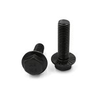 oipwtfbq 5/20pcs M8 M10 Length 12-55mm GB5787 Hexagon Head With Serrated Flange Cap Screw Hex Washer Head Bolt Black Carbon Steel(16mm (20pcs),M10)