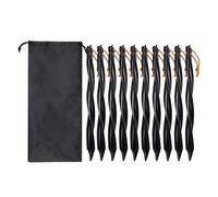 Oiqippnbv 10X 25cm Outdoor Tent Pegs Ground Nails with Storage Bag Windproof Nails Camping Accessories Tent Fastening Black