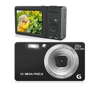 Oiqippnbv 2.7 Inches HD Digital Video Camera 4K 56MP Auto Focus Digital Camera 56 Million Pixel 20X Digital Zoom Camera Reusable Easy to Use Black
