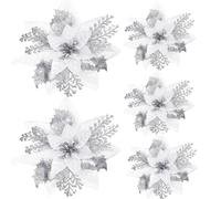 Oiqippnbv 20PCS 14.5cm Glitter Artificial Christmas Flowers Merry Christmas Tree Decoration Happy New Year Ornaments Xmas,D