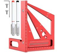 Oiqippnbv 3D Multi Angle Measuring Ruler with 2 Pens, 22.5-90 Degree Aluminum Alloy Woodworking Square, Drawing Line Ruler