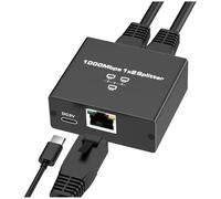 Oiqippnbv Ethernet Splitter 1 to 2 High Speed Ethernet Switch 1000Mbps 2 Port Gigabit Ethernet Splitter Splitter with Power Cord