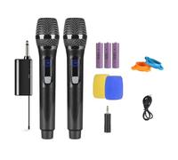 Oiqippnbv Wireless Microphone Metal Dynamic Microphone System with Rechargeable Receiver for Karaoke Singing Wedding Silver Gray