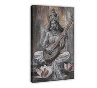 OIQUTGNG Divine Goddess Saraswati Abstract Canvas Poster Bedroom Decor Landscape Decor Gift 08x12inch(20x30cm)