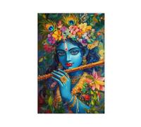 OIQUTGNG Divine Krishna With Flute Canvas Poster Bedroom Decor Landscape Decor Gift 08x12inch(20x30cm)