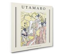 Oiran Hinazuru By Kitagawa Utamaro Exhibition Museum Asian Japanese Canvas Wall Art Print Ready to Hang, Framed Picture for Living Room Bedroom Home Office Décor, 20x20 Inch (50x50 cm)
