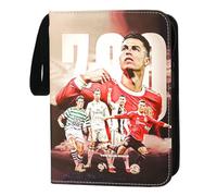 Oirigaga Football Cards Scrapbook, Holds 400 Cards, Large Capacity, Waterproof, Portrait, Includes Compartments & Case, Unisex Gift, Ronaldo Color