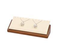 Oirlv Beige Necklace Stand Wooden Base with Velvet Suraface Angled Display Holder for Tangle Free Storage