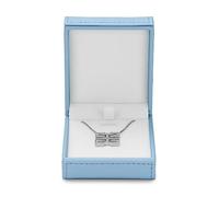 Oirlv Blue PU Leather Necklace Box with Velvet Interior Elegant Necklace Storage for Birthdays, Anniversaries & Special Occasions, Unique Stitching Design