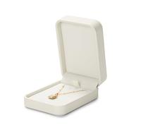 Oirlv Cream Necklace Box Elegant Round Corner Design Necklace Storage Box for Gifts, Anniversaries & Special Occasions, Soft Velvet Interior, Compact Size