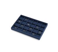 Oirlv Dark Blue Jewellery Display Tray 24 Grids Velvet Jewellery Storage Tray for Earring Ring Necklace Bracelet Storage and Display