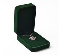 Oirlv Dark Green Velvet Necklace Box Necklace Gift Box Pendant Sorage Case for Valentine's Day Birthday Christmas Anniversary