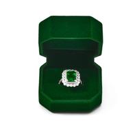 Oirlv Dark Green Velvet Ring Box Single Ring Storge Box for Engagement Proposal Wedding