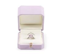 Oirlv Double Ring Box for Weddings Dual Compartment Case Lavender Microfibre Ring Storage Box with Cream Lining